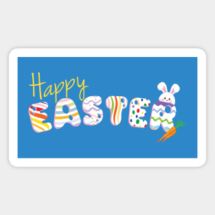 Happy Easter Colorful Easter Eggs Typography Magnet